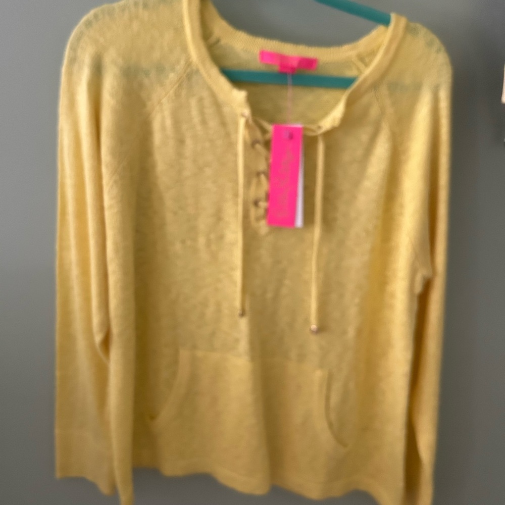 Lily Pulitzer Harrietta Sweater- Beautiful Calla Yellow - Picture 3 of 7